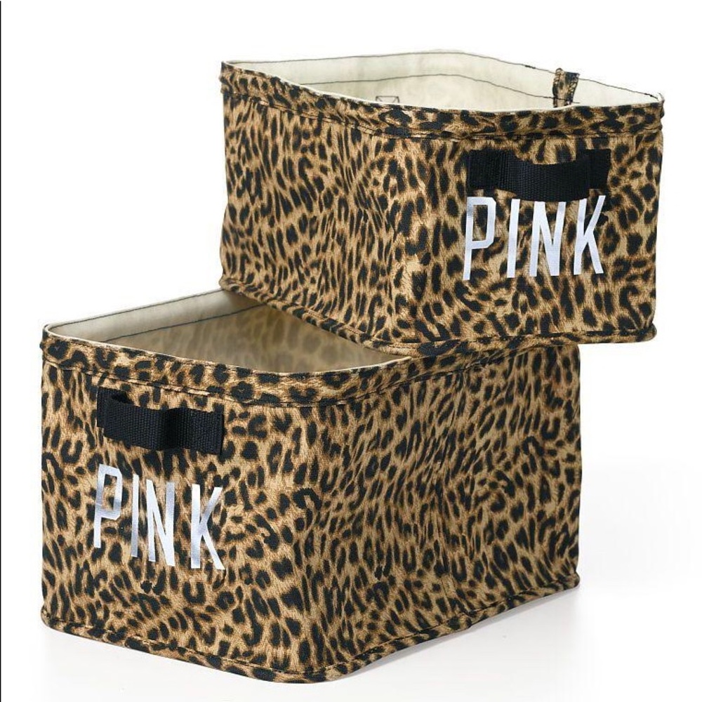 VS PINK Leopard Dorm Storage Bins Set RARE & HTF